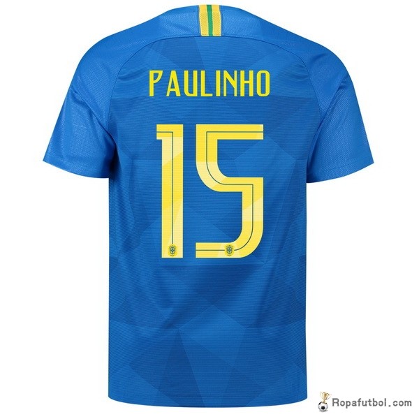 Camiseta Brasil Replica Segunda Ropa Paulinho 2018 Azul